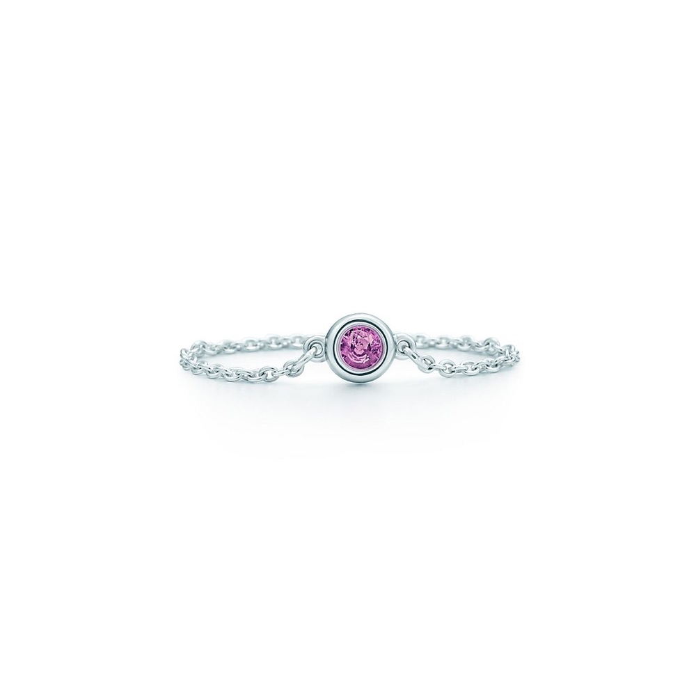 Elsa Perreti pink sapphire color by the yard ring sterling silver chain